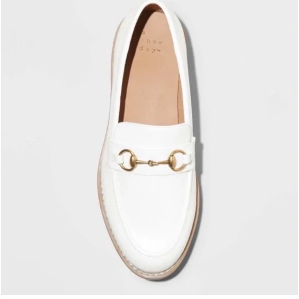A New Day Target White Faux Leather Loafers